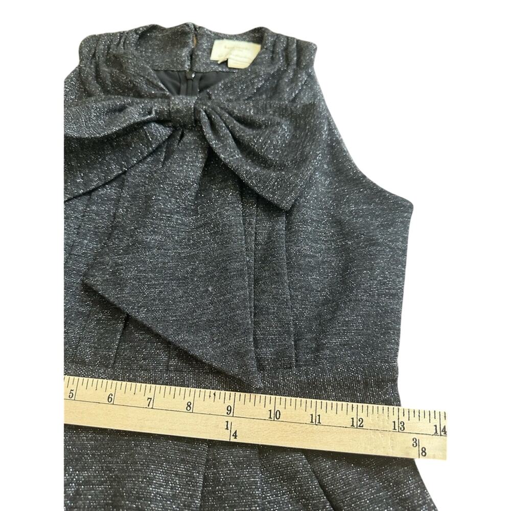 Kate Spade Silver Metallic Bow Wool Blend Fit and Flare Dress Pockets Size 2 - Picture 4 of 7
